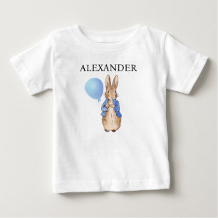 Camiseta Para Bebê Casaco azul de coelho clássico