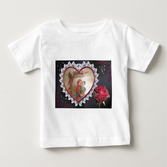 Camiseta Para Bebê Casal de Casamento Asiático na Impressão/ Swing He (Frente)