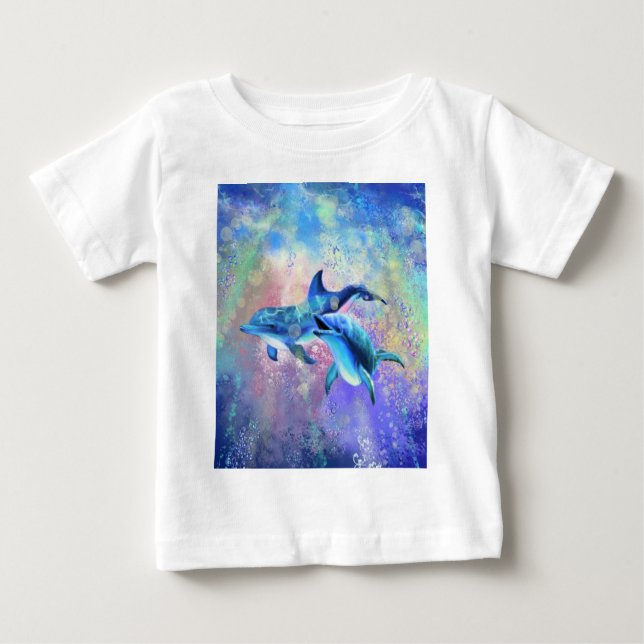 Camiseta Para Bebê Casal Dolphin Baby T-Shirt (Frente)