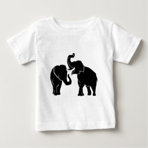 Camiseta Para Bebê Casal Elefante Cores Personalizadas Camisa-Bebê