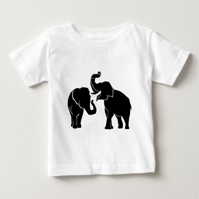 Camiseta Para Bebê Casal Elefante Cores Personalizadas Camisa-Bebê (Frente)