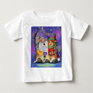 Camiseta Para Bebê Casal Gnomos Doce Cantando Feliz Canção De Natal
