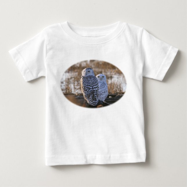Camiseta Para Bebê Casal nevado da coruja (Frente)