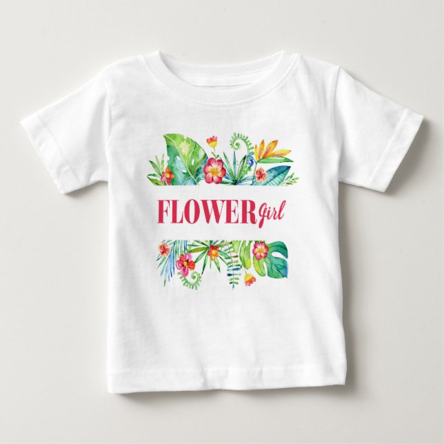 Camiseta Para Bebê Casamento de Destino Tropical de Aquarela (Frente)