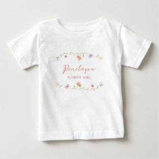 Camiseta Para Bebê Casamento Floral Personalizado com Aquarela para M
