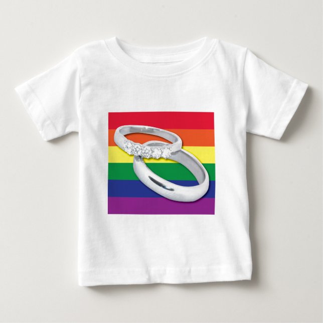 Camiseta Para Bebê Casamento Lésbico gay (Frente)