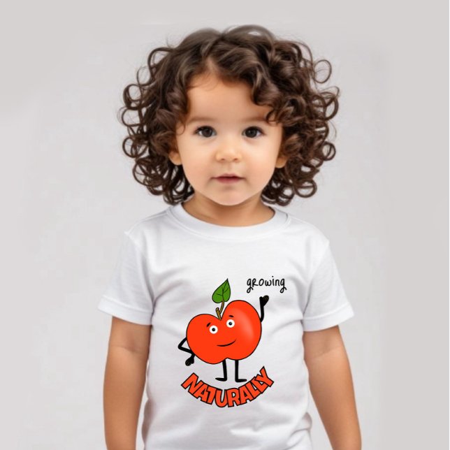 Camiseta Para Bebê Casca de bebê de maçã vermelha (Criador carregado)