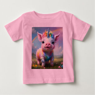 Camiseta Para Bebê "Cascos Mágicos: O Porco Unicórnio Arco-íris"