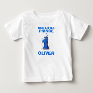 Camiseta Para Bebê Castelo Azul Real Primeiro Aniversário