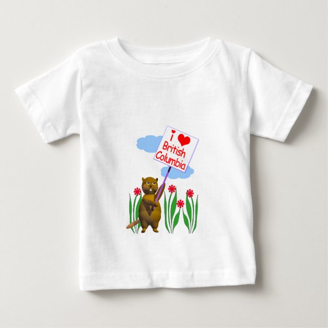 Camiseta Para Bebê Castor Canadense ama Colúmbia Britânica (Frente)