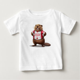 Camiseta Para Bebê Castor Canadense Dia do Canadá