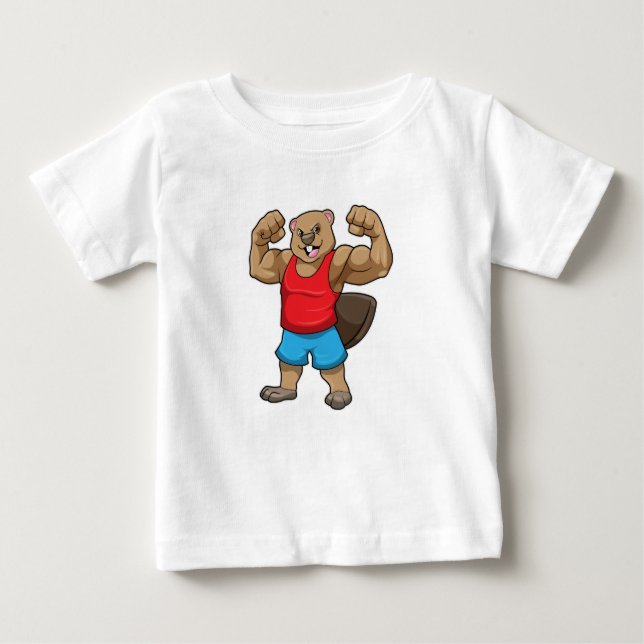 Camiseta Para Bebê Castor como Criador de Portos com braços grandes (Frente)
