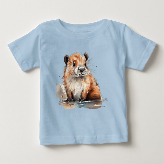 Camiseta Para Bebê Castor Fofo   (Frente)