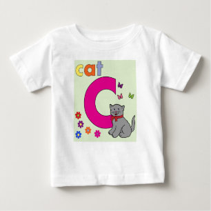 Camiseta Para Bebê Cat Alphabet - Letra C