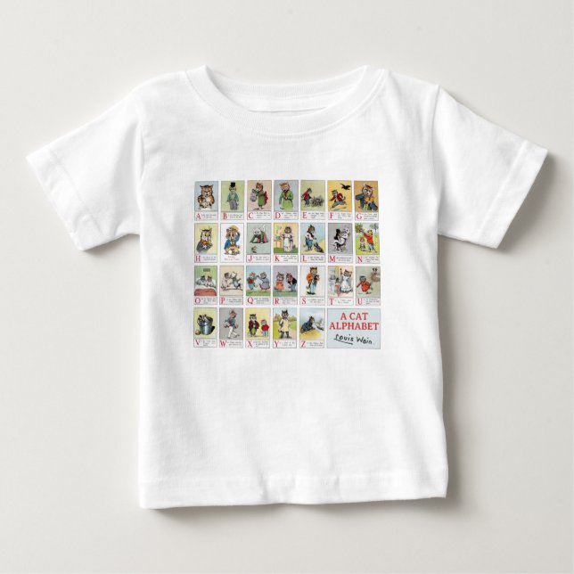 Camiseta Para Bebê Cat Alphabet, Louis Wain (Frente)