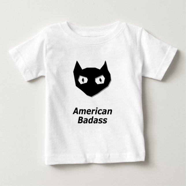 Camiseta Para Bebê Cat Boo American Badass (Frente)