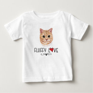 Camiseta Para Bebê Cat Fluffy Love Gatinho Meow Retrato
