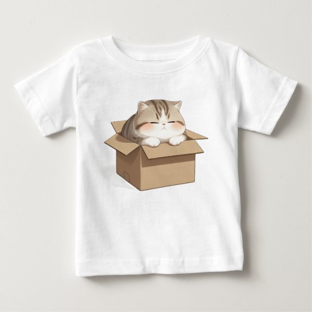 Camiseta Para Bebê Cat in the Box  (Frente)