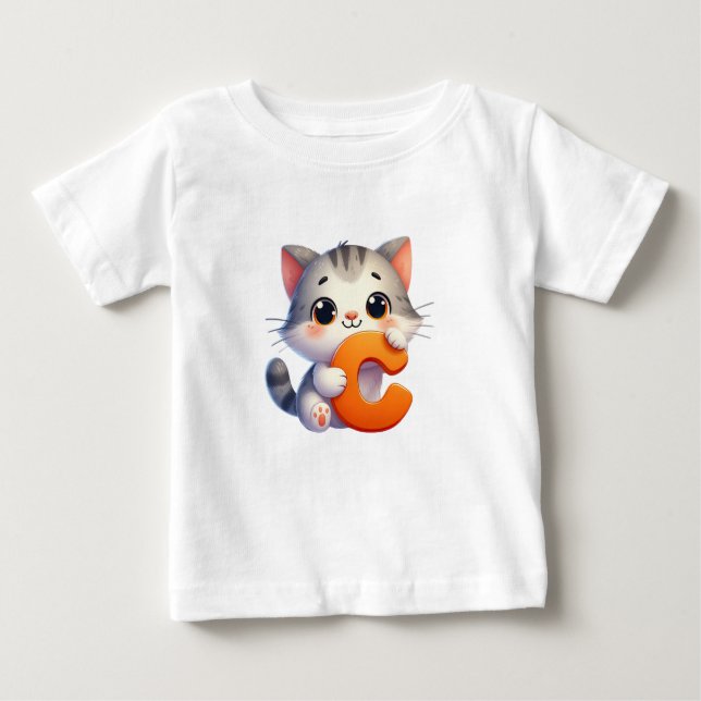 Camiseta Para Bebê Cat - Letra C Baby T-Shirt (Frente)