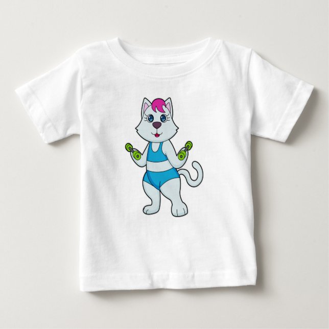 Camiseta Para Bebê Cat Malhação Dumbbell (Frente)