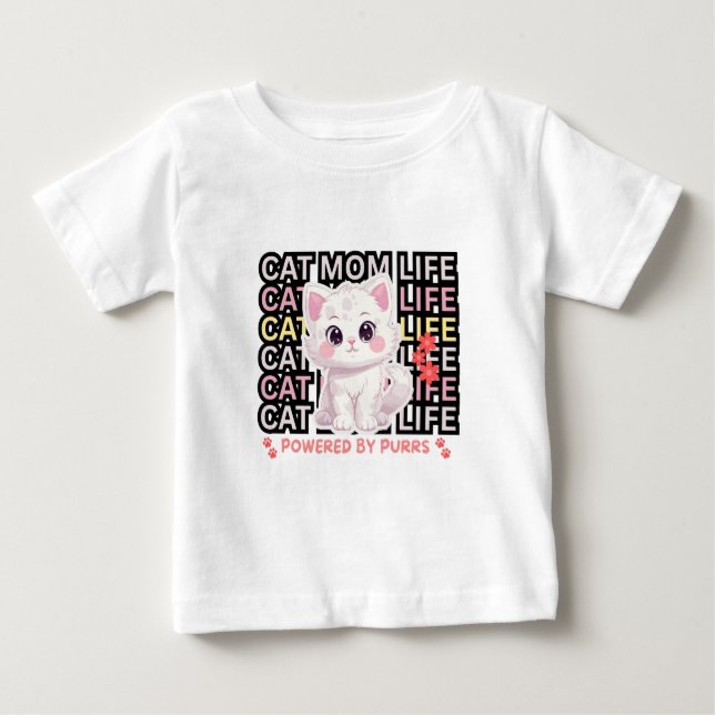 Camiseta Para Bebê Cat Mom Life funny (Frente)
