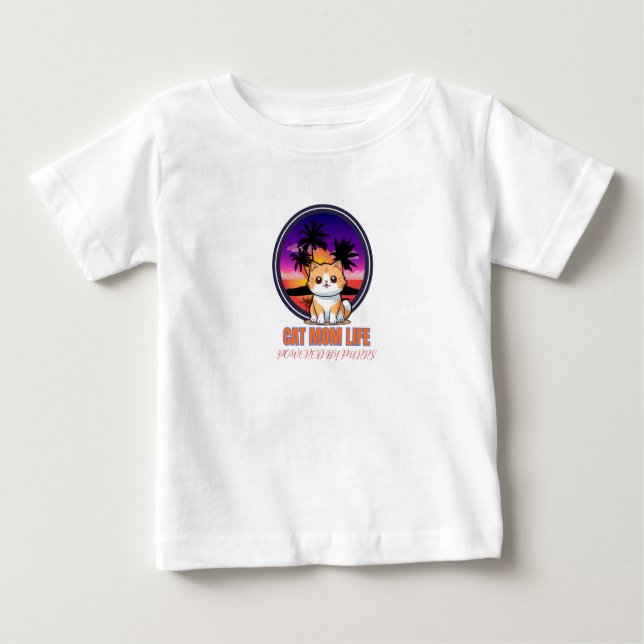 Camiseta Para Bebê Cat Mom Life funny (Frente)