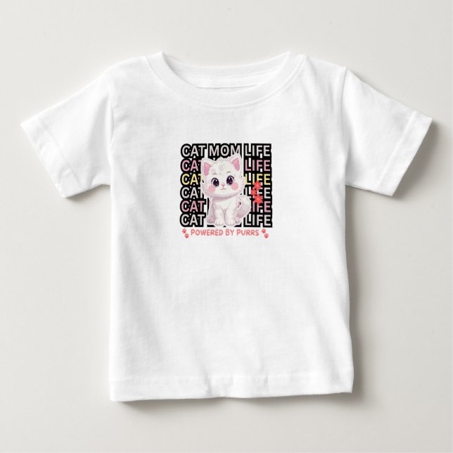 Camiseta Para Bebê Cat Mom Life funny (Frente)