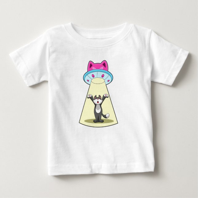 Camiseta Para Bebê Cat Spaceship (Frente)
