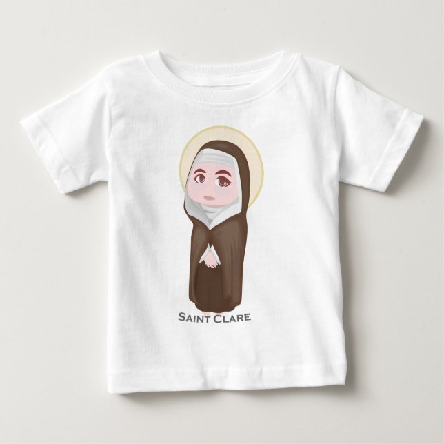 Camiseta Para Bebê Católico bonito de Clare do santo (Frente)
