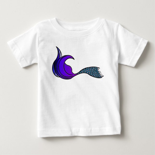 Camiseta Para Bebê Cauda de Sereia Púrpura Escura (Frente)