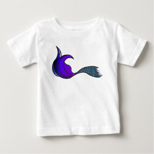 Camiseta Para Bebê Cauda de sereia roxa escura