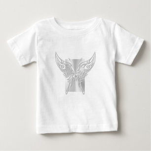 Camiseta Para Bebê Cauda Redonda Borboleta Estilizada, Efeito Esboçad