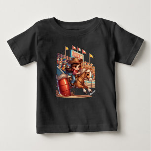 Camiseta Para Bebê Cavalgada de Rodeio Ocidental Cowgirl Corrida de B