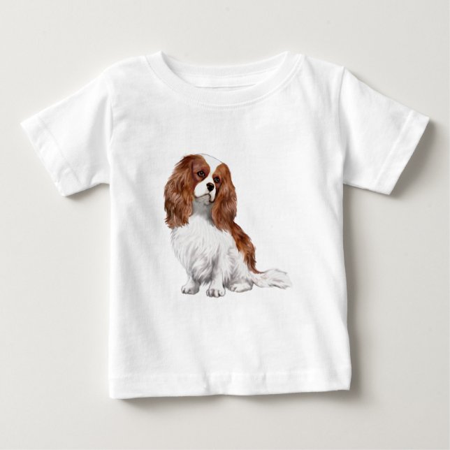 Camiseta Para Bebê Cavalier King Charles Spaniel (Blenheim A) (Frente)