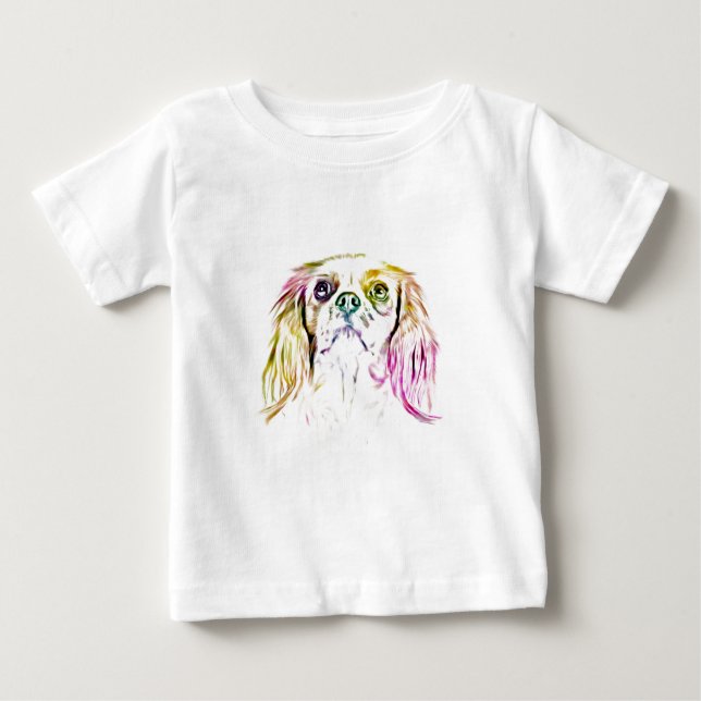 Camiseta Para Bebê Cavalier King Charles Spaniel Dog Art Pintura (Frente)