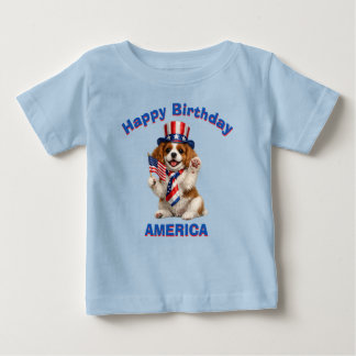 Camiseta Para Bebê Cavalier Spaniel Puppy (2d) Patriotic Kid T-Shirt