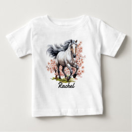 Camiseta Para Bebê Cavalo Azul Roan Correndo Selvagem
