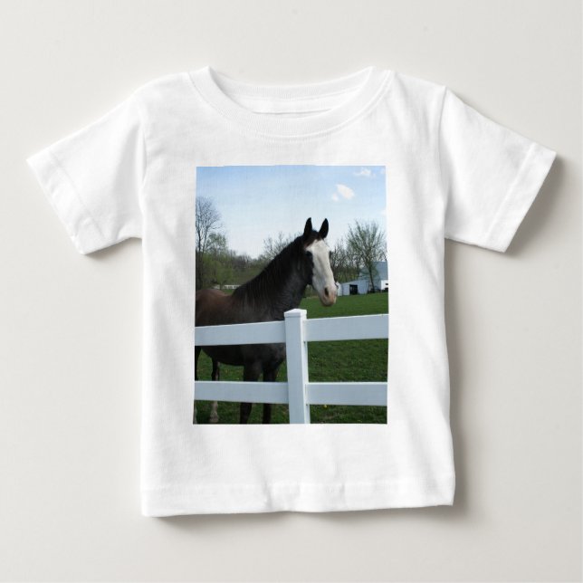 Camiseta Para Bebê Cavalo, Bom Dia! (Frente)