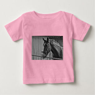 Camiseta Para Bebê Cavalo Branco Negro - Fotografia Animal