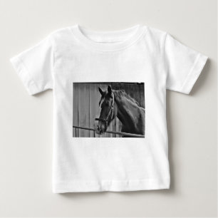 Camiseta Para Bebê Cavalo Branco Negro - Fotografia Animal