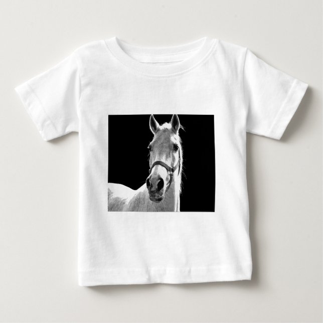 Camiseta Para Bebê Cavalo BW (Frente)