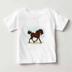 Camiseta Para Bebê Cavalo Castanho Equestre