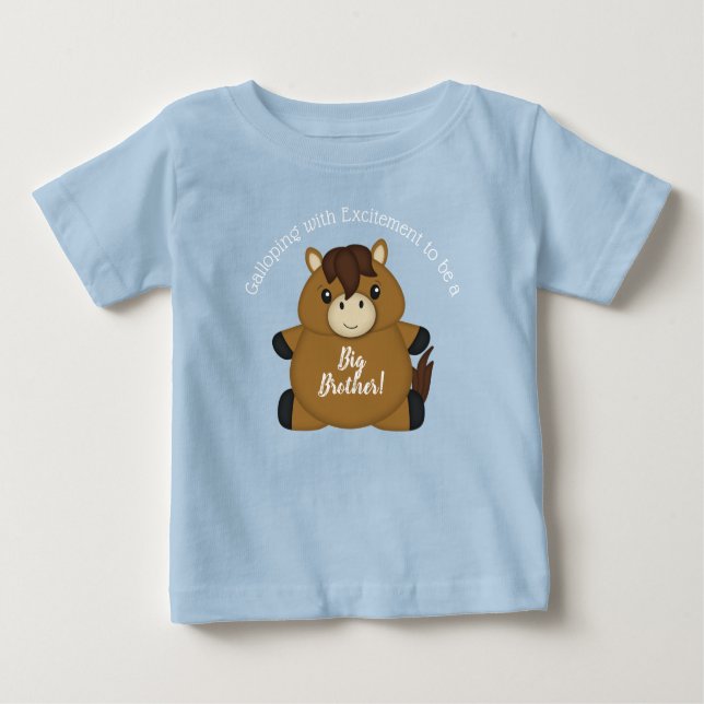 Camiseta Para Bebê Cavalo Chá de fraldas Blue Boy (Frente)