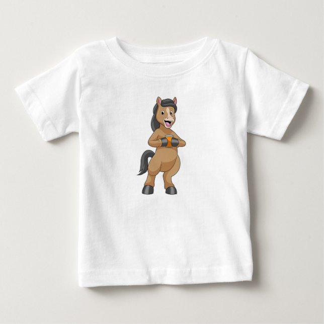 Camiseta Para Bebê Cavalo com Copo de Suco de Laranja (Frente)
