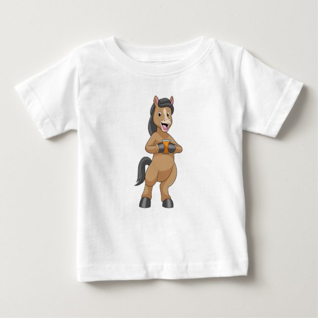Camiseta Para Bebê Cavalo com Mug de Suco de Laranja (Frente)