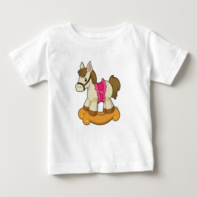 Camiseta Para Bebê Cavalo como Cavalinho de pau.PNG (Frente)