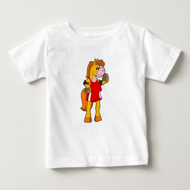 Camiseta Para Bebê Cavalo como Corredor (Frente)