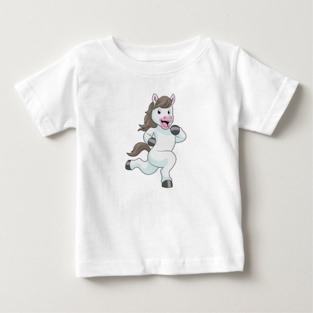 Camiseta Para Bebê Cavalo como Corredor Correndo (Frente)