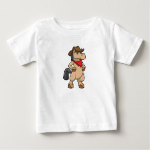 Camiseta Para Bebê Cavalo como Cowboy