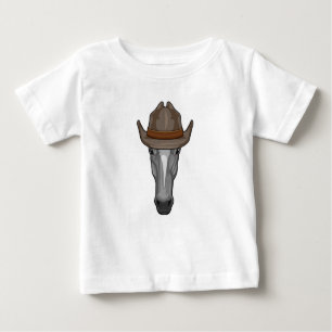 Camiseta Para Bebê Cavalo como Cowboy com Chapéu
